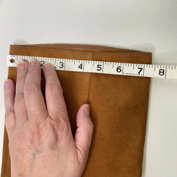 Michael Kors Avery Knee High Suede Leather Boots Stacked Heel Acorn Size 6-6.5 - Picture 8 of 14